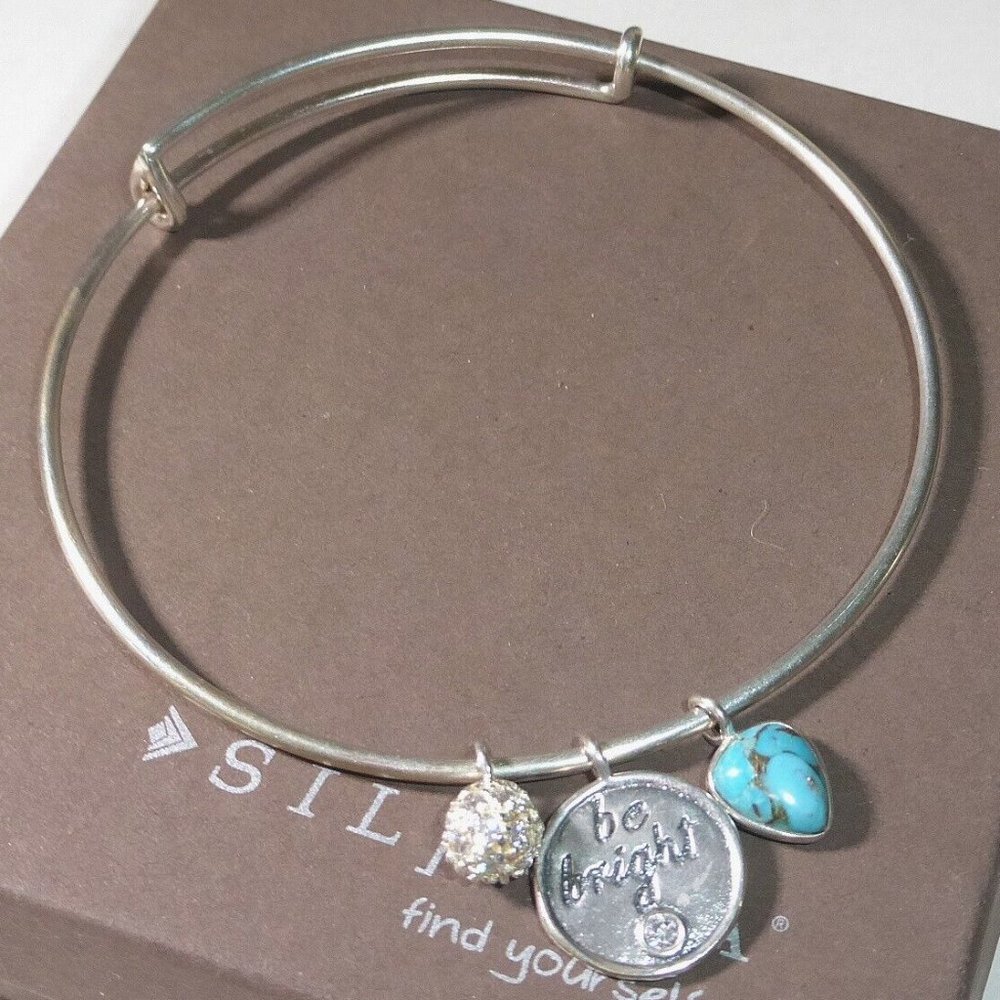 Silpada B3212 Be Bright Turquoise Charm Bangle Bracelet Sterling Silver